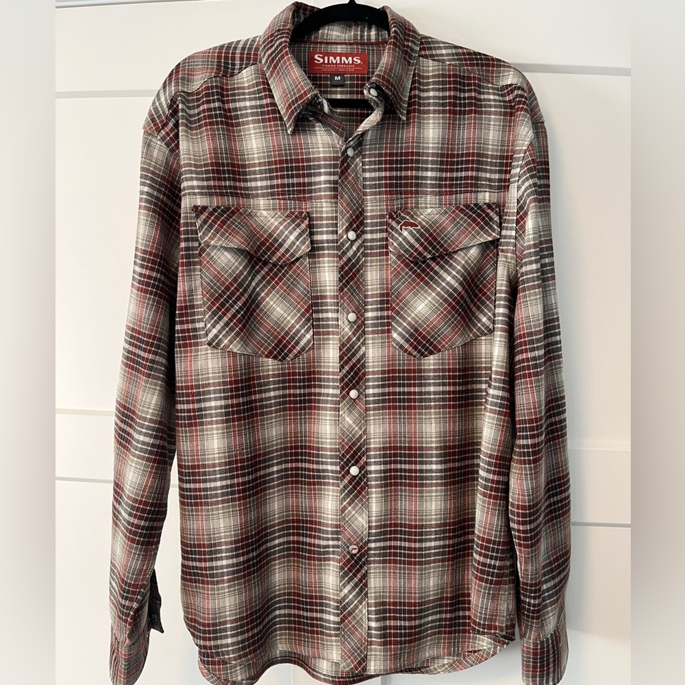 Simms mens pearl snap flannel medium